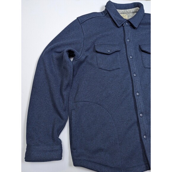 Men's L.L.Bean Vintage Style Heavy Sweater Fleece Full Button XL Blue - Picture 5 of 13